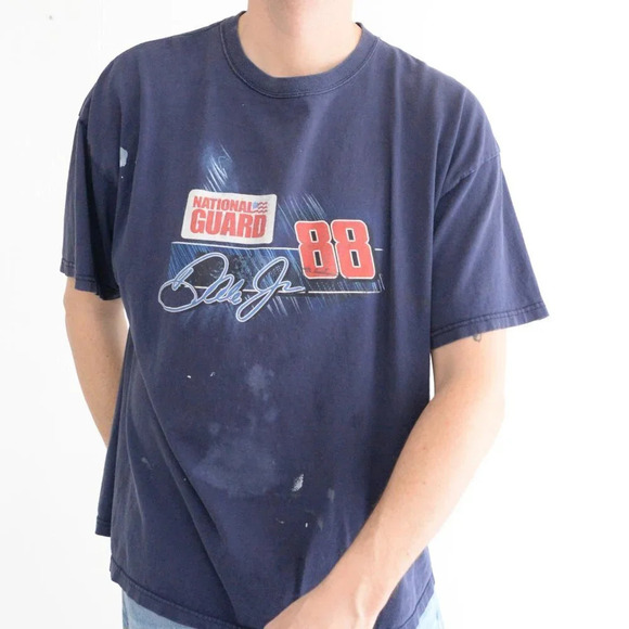 Vintage Chase '07 Navy Dale Jr. National Guard Nascar Short Sleeve Shirt Size 2X - Picture 2 of 13